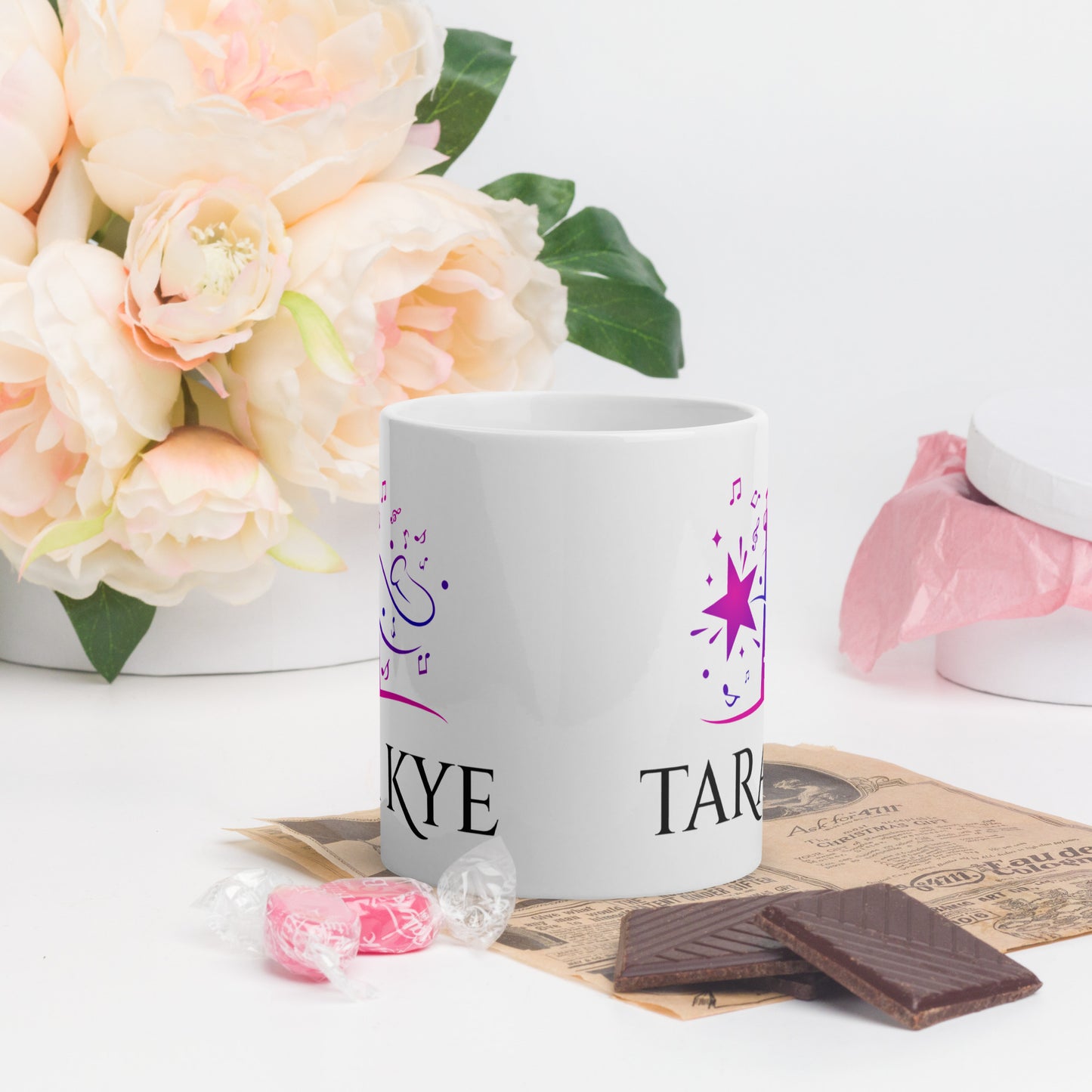 Tara Kye: White glossy mug