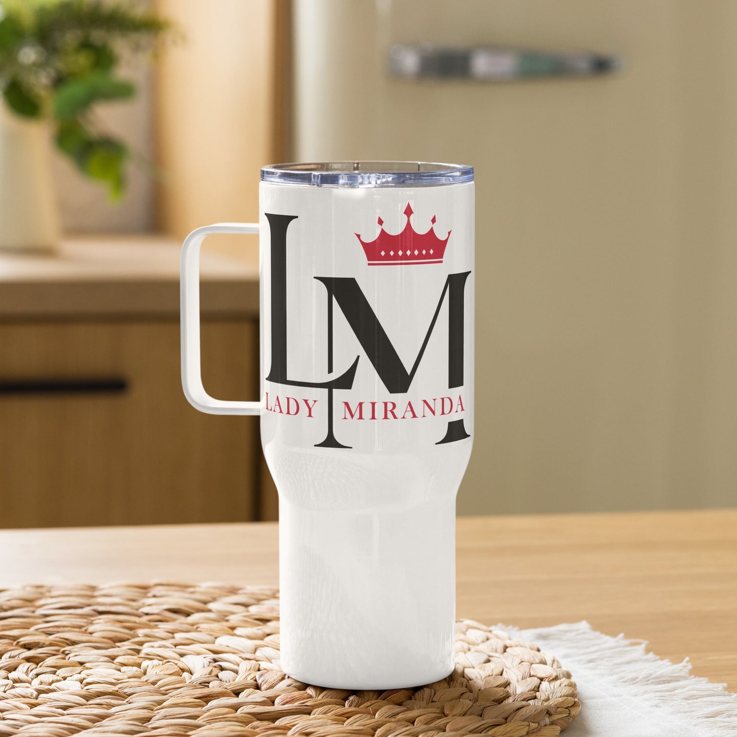 Lady Miranda: Travel mug with a handle